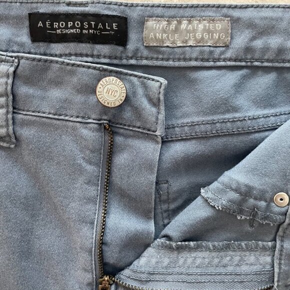 Aeropostale Women's High Waisted Ankle Jegging Light Blue/Gray, Size 10 - Picture 6 of 9